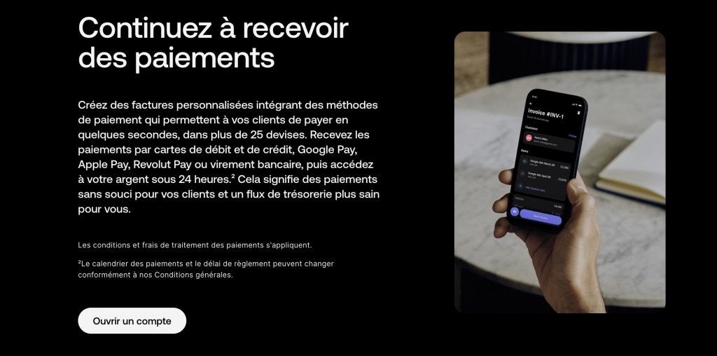 Interface de Revolut Business