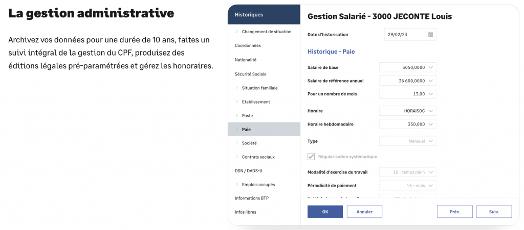 Interface de Sage 100 Paie et RH