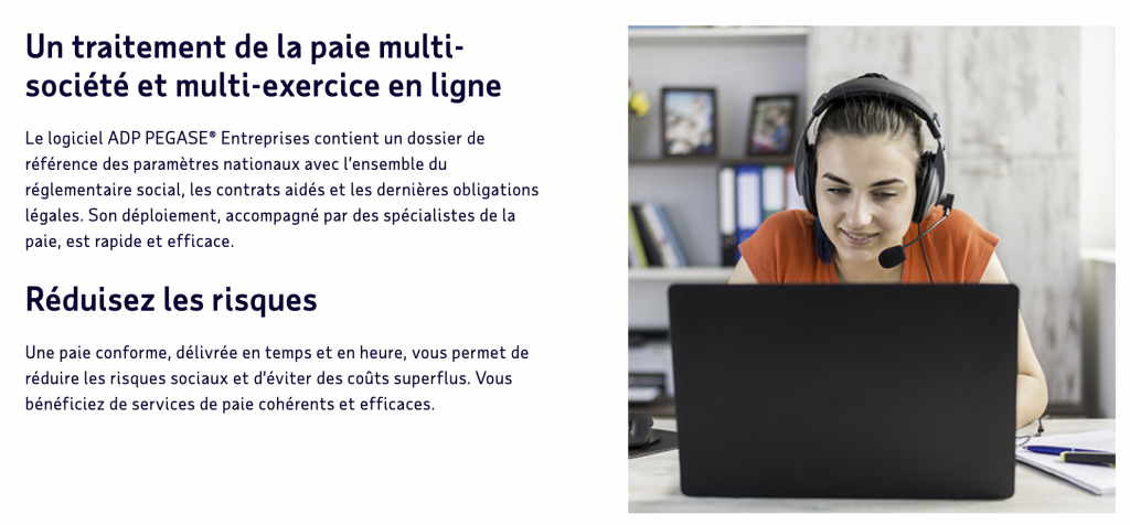 Interface de ADP Pegase Paie