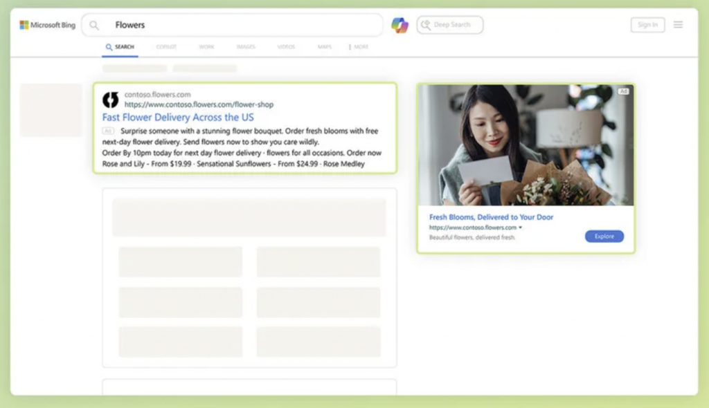 Interface de Microsoft Advertising
