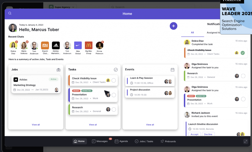 Interface de SEMRush