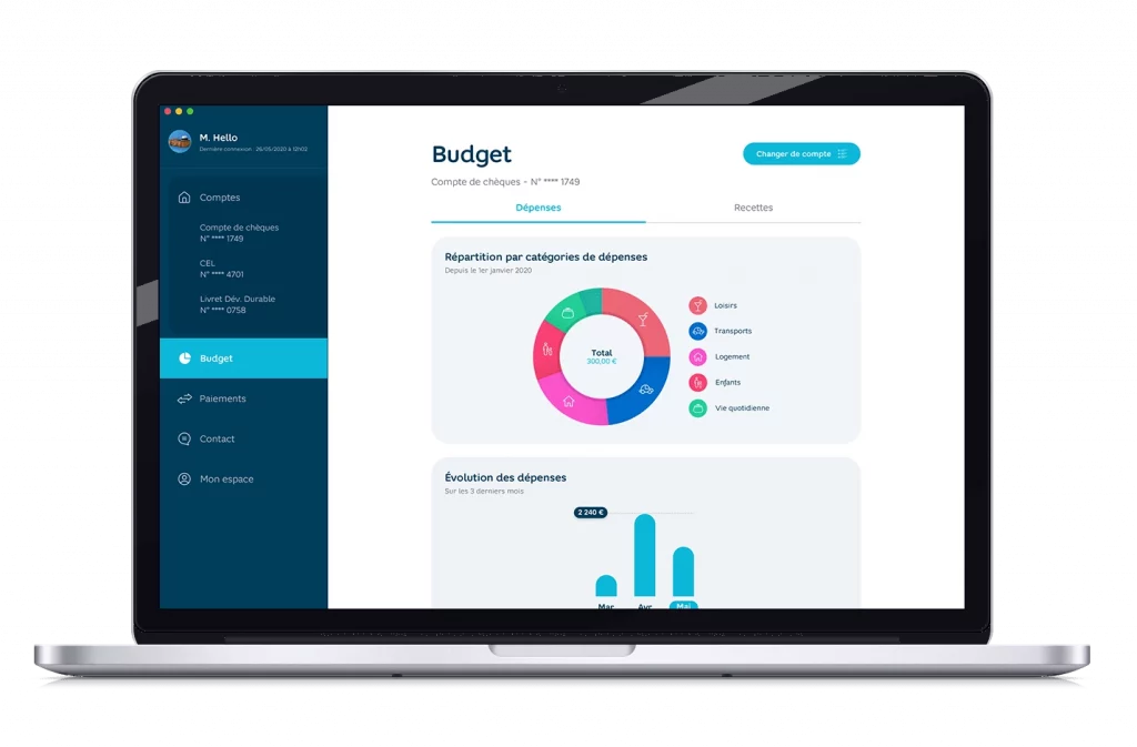 Interface de Hello Bank Pro