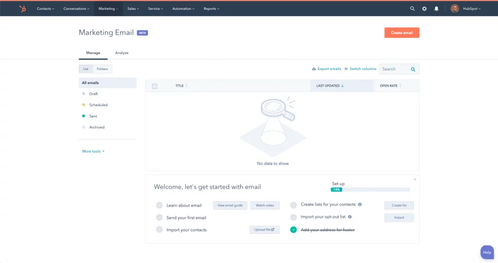 HubSpot Email Marketing en images