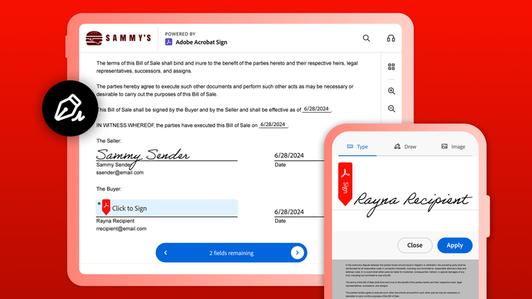 Interface de Adobe Sign