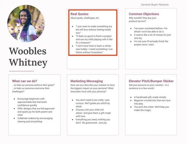 HubSpot Make My Persona en images