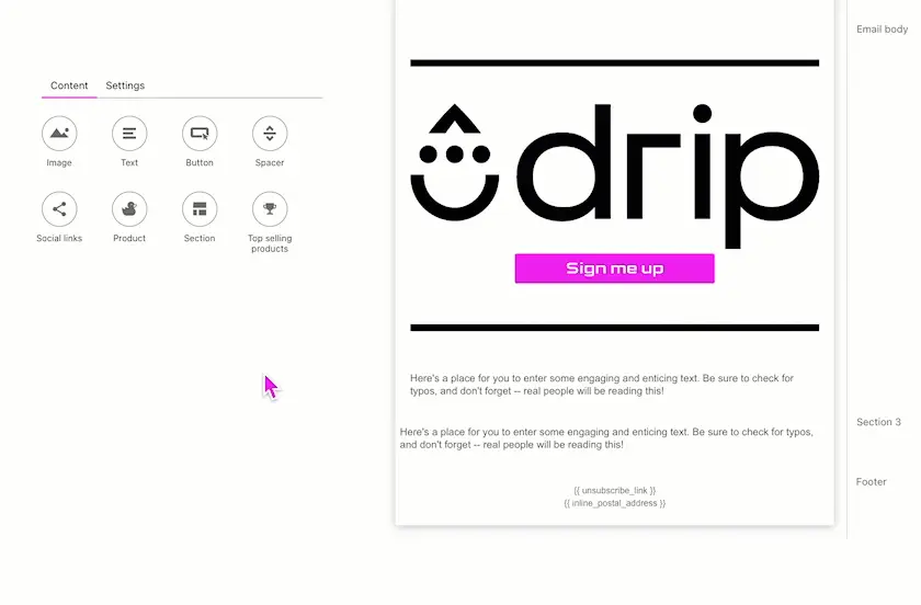 Interface de Drip