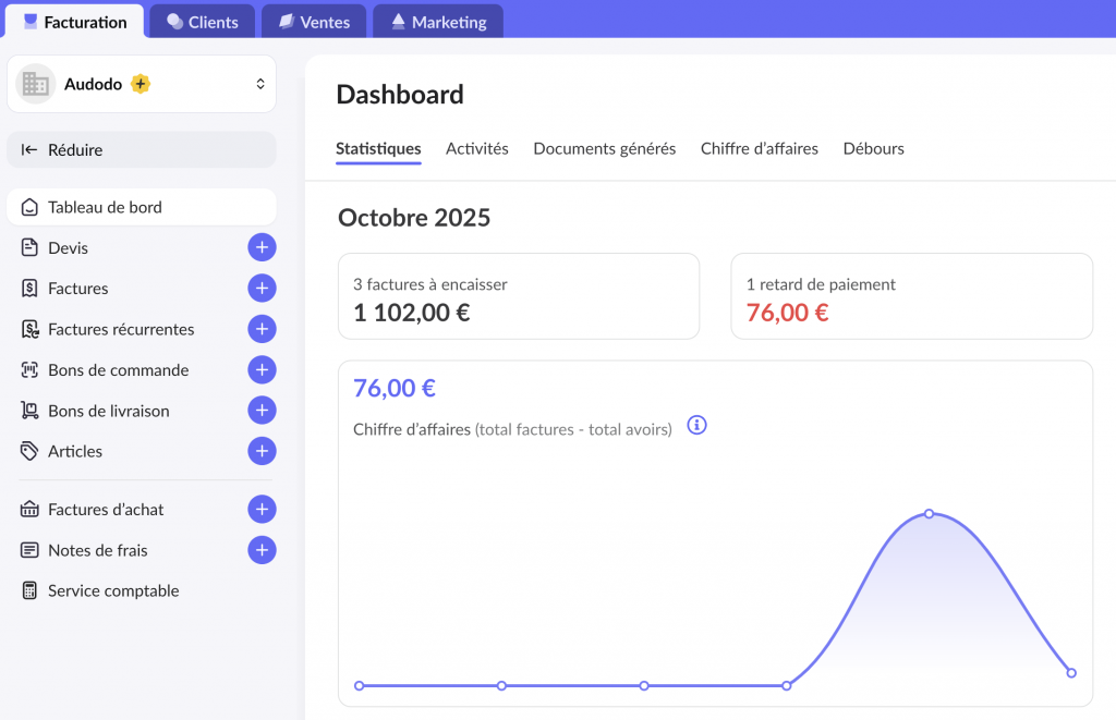 Interface de Facture.net