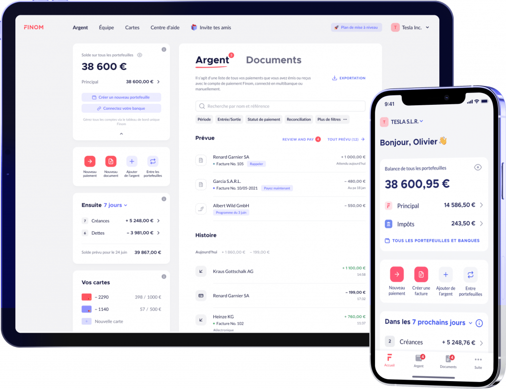 Interface de Finom