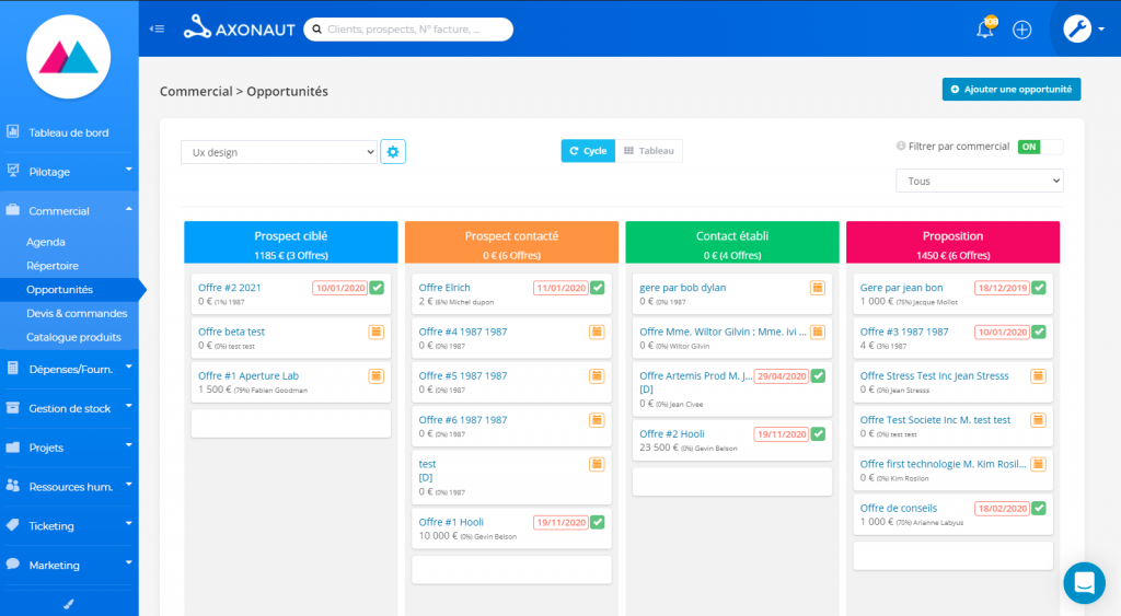 Interface de Axonaut