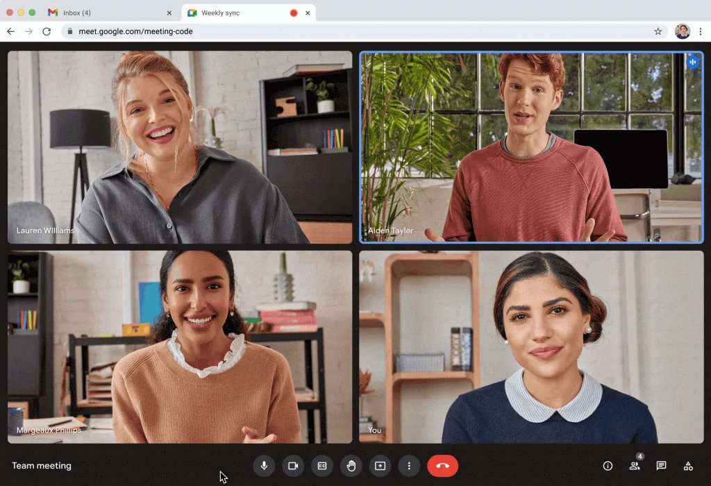 Interface de Google Meet