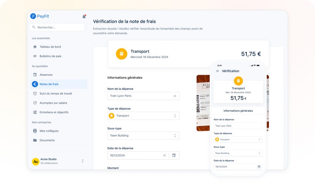 Interface de Payfit