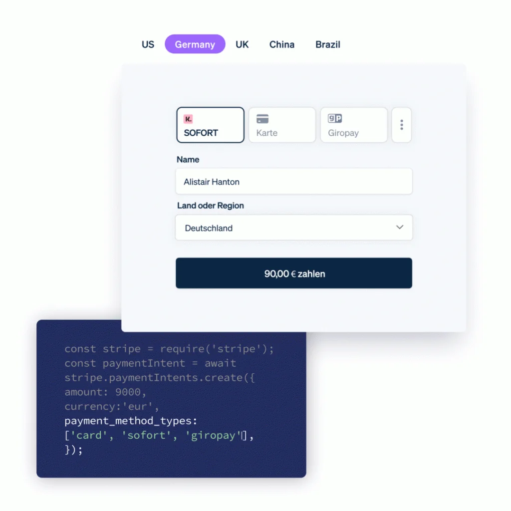 Interface de Stripe