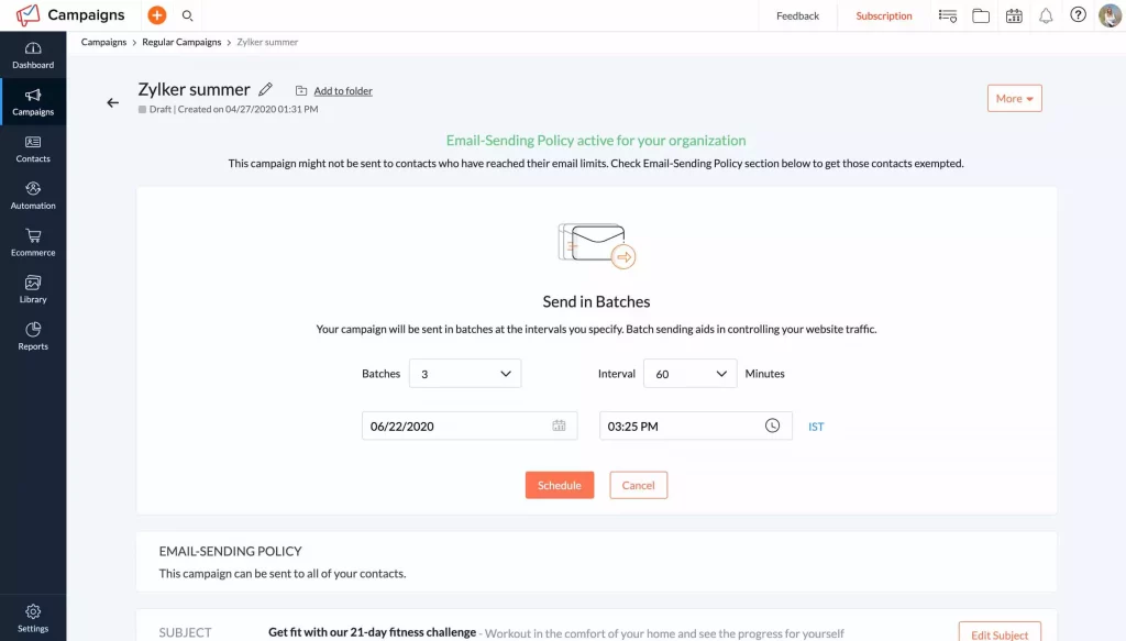 Zoho Campaigns en images