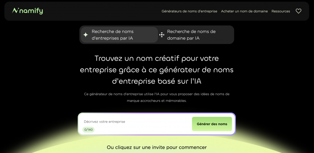 Interface de Namify