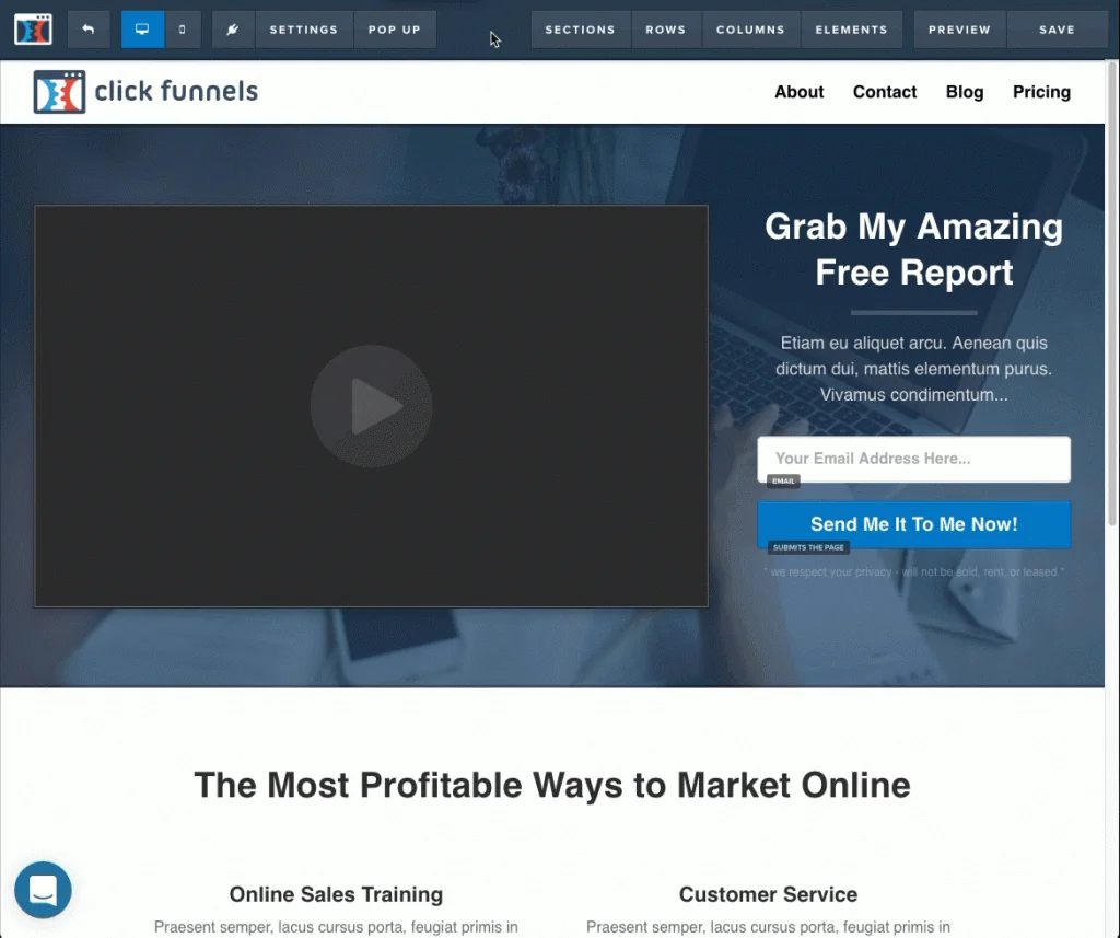 Interface de Clickfunnels