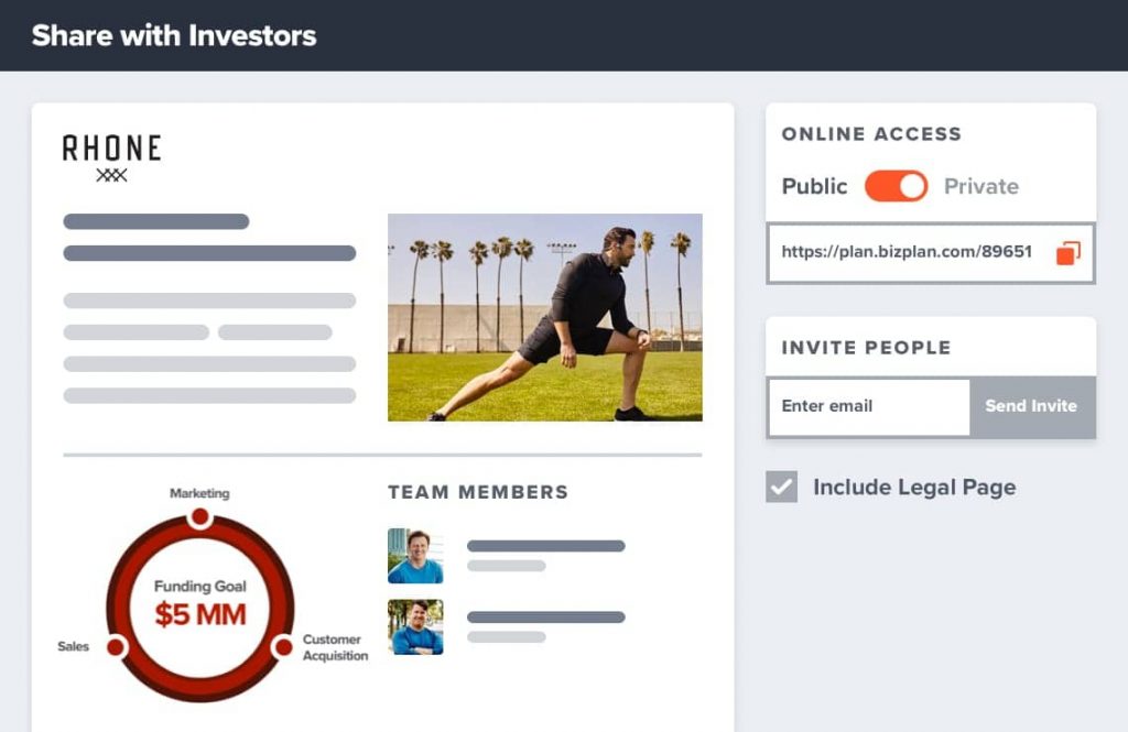 Interface de BizPlan