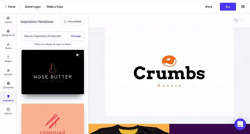 Interface de Looka