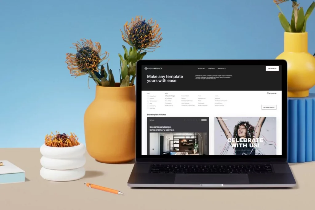 Interface de SquareSpace