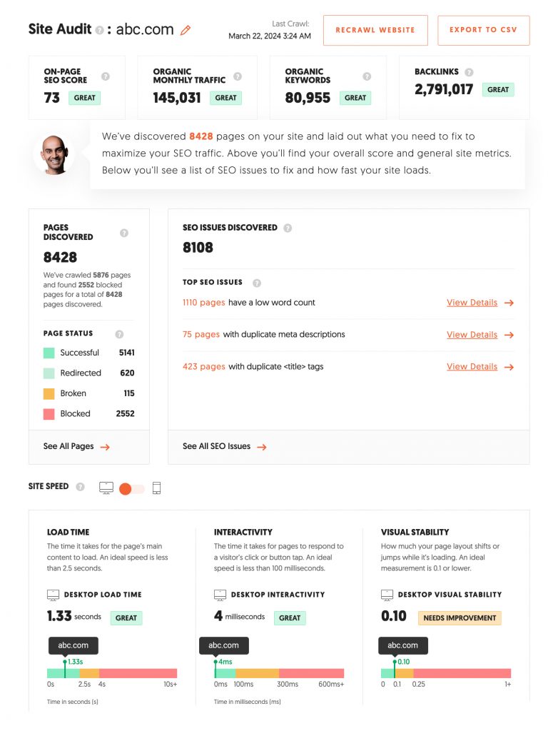 Interface de Answer The Public