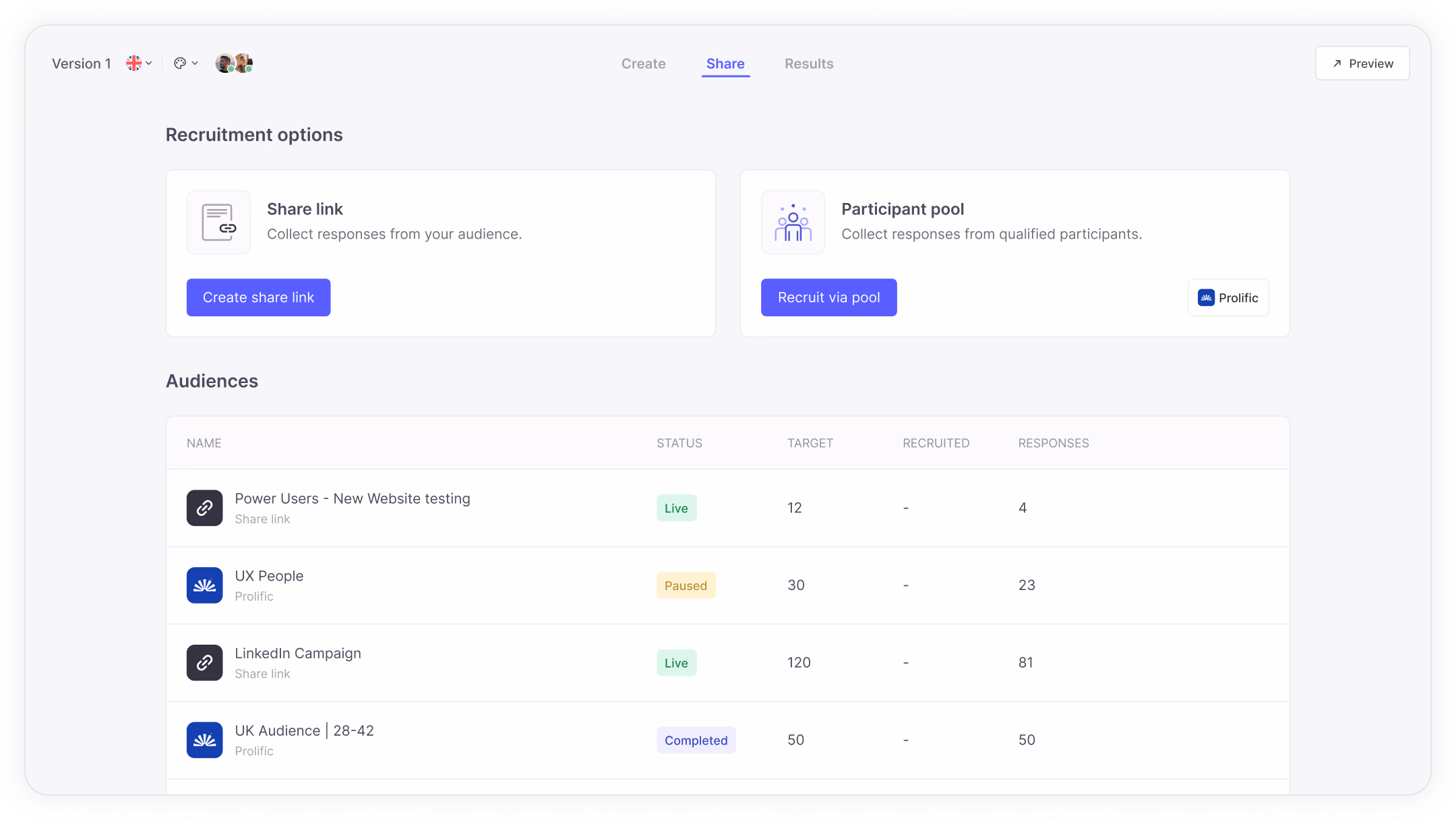 Interface de Useberry