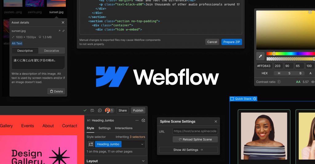 Interface de Webflow