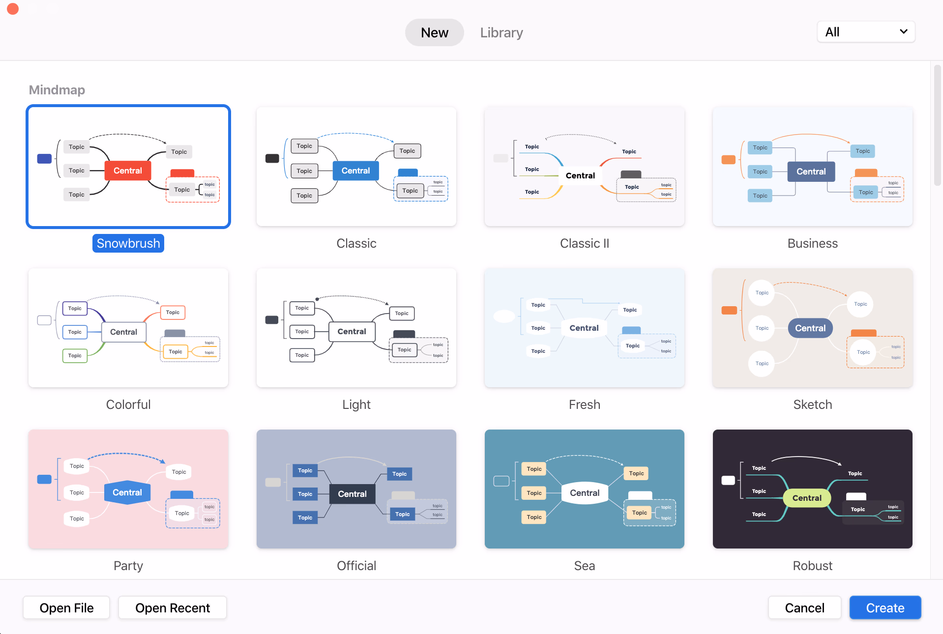 Interface de XMind