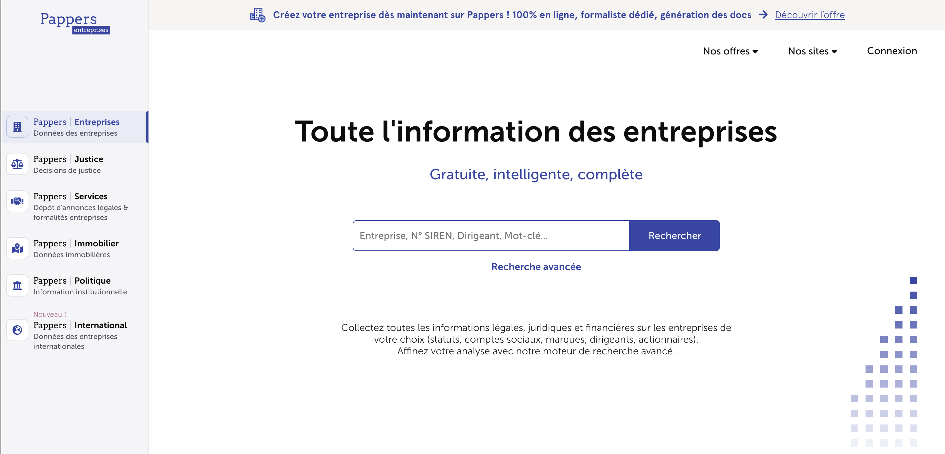 Interface de Pappers